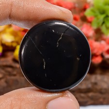 Shungite Black 32Ct Round 27X27X4mm Loose Gem Black Ring Making