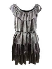 Michael Michael Kors Women's Metallic Tiered Off-The-Shoulder Dress (S, Silver)