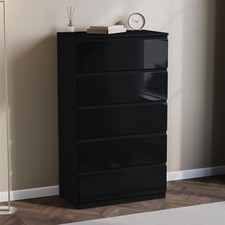 Modern Gloss 5 Drawer Chest of Drawers Storage Tall Cabinet Bedroom Furniture