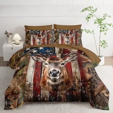 Queen 90x90 Inches Comforter Set - American Flag Printed Bedding Set - 7 Pieces