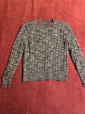 Polo Ralph Lauren Sweater Mens XL Gray Marled Cable Knit Ribbed Chunky VINTAGE