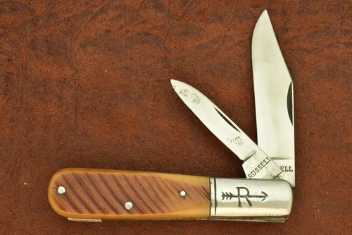 VINTAGE RUSSELL USA STRAIGHT LINE BARLOW SAWCUT BONE KNIFE NICE (32656)