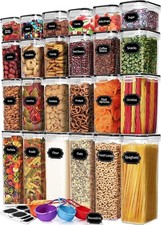 24Pcs Airtight Food Storage Container, 4 Size Plastic Cereal Storage Container