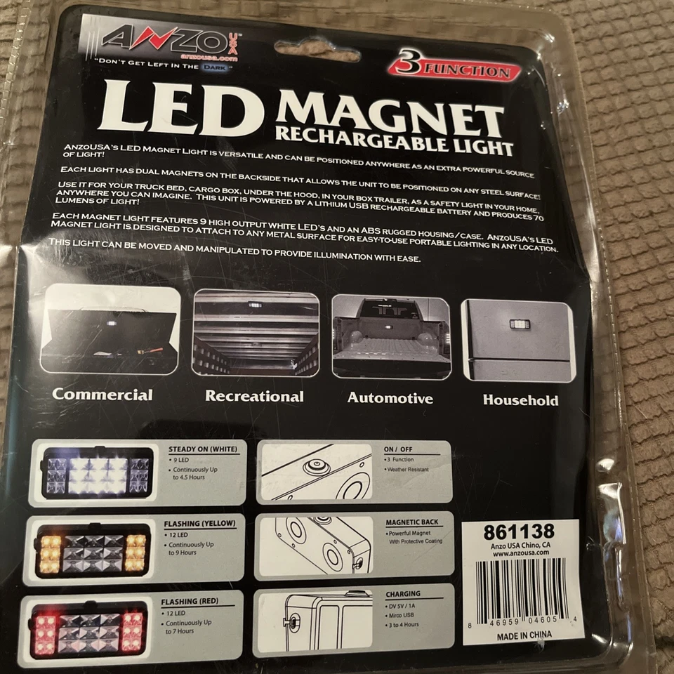 ANZO USA 861138 LED Magnet Light Universal Fit - Image 4 of 4
