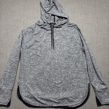 Serene Tangerine Athletic Hooded Pullover Top Large Heather Black Hoodie