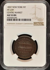 1837 NEW YORK Hard Times Token HT-239 NY NGC AU55BN