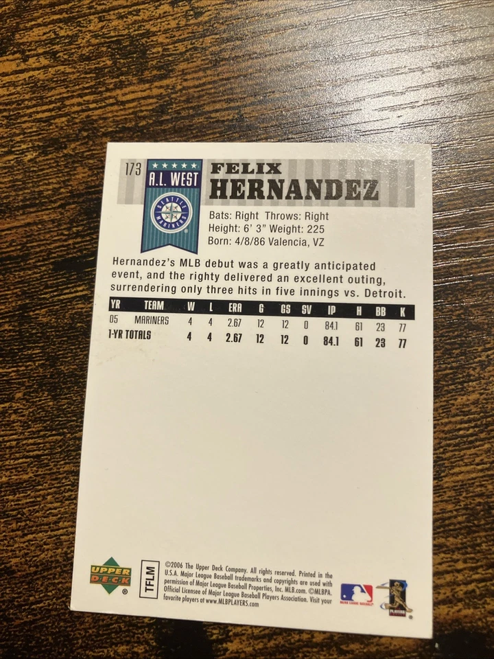 2006 Upper Deck First Pitch - Félix Hernández #173 - Image 2 of 2