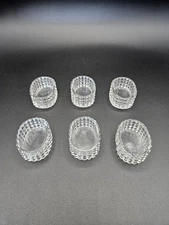 Vintage Set Of 6 Clear Glass Faceted Design Salt Cellars