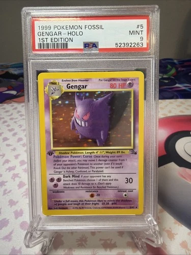 Pokemon Gengar Holo Rare 1st Edition 5/62 Fossil 1999 PSA 9 Mint Graded Card