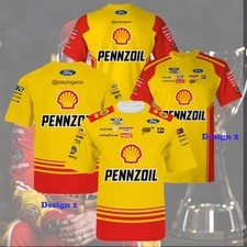 NEW! Joey Logano #22 Team Penske Racing Car Yellow AOP T-Shir Fan Made