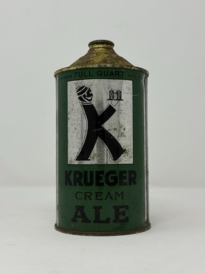 Krueger Cream ALE  - Quart Cone Top Beer Can K Man Vintage Green emtpy Antique