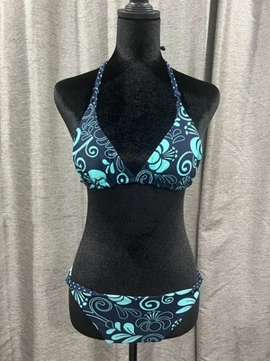 NEW ESPRIT Blue & Turquoise 2pc Reversible Swimwear  Adjustable Strap Hipster M