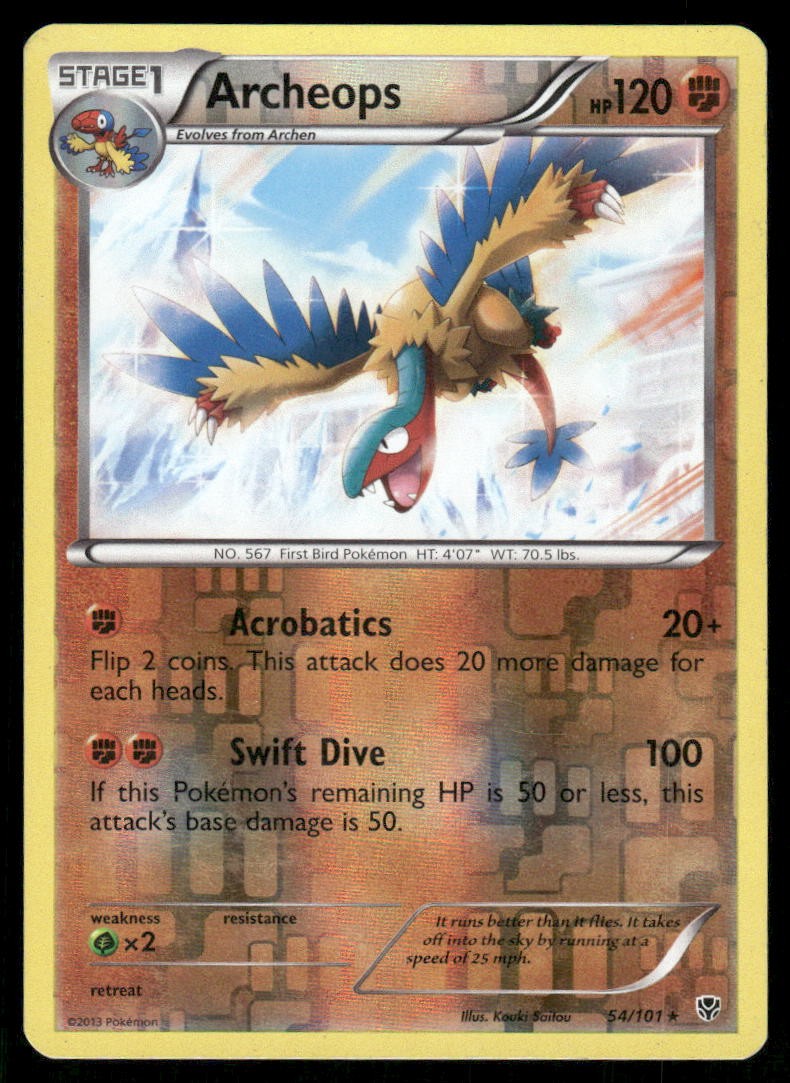 2013 Pokemon Archeops Holo Rare Plasma Blast 54/101 Reverse Holo DMG