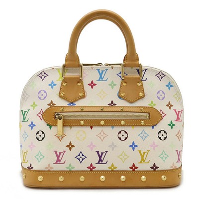 Louis Vuitton Monogram Multicolor Alma Handbag Blonde White M92647 Used