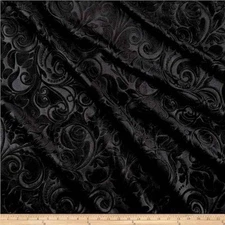 Black Brocade Scroll Velvet - Custom Tablecloths, Machine Washable