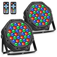 Stage Lights 2 Pack 36 LED Par Light Corded RGB DJ Party Uplights with Sound ...