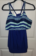 Blue Tankini Style Bathing Suit Top Size 1X 14 16