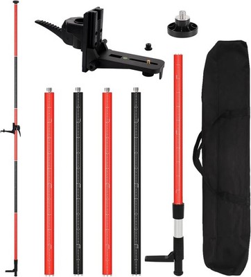 12Ft/3.7M Telescoping Laser Level Pole, Adjustable Laser Pole with Universal Mou