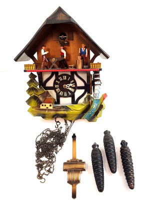 Vintage German Cuckoo Clock E Schmeckenbecher Musical Sawmill West Germany