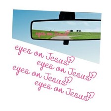 Eyes On Jesus Car Rear View Mirror Decal, 4PCS Christian Vinyl Vehicle Pink