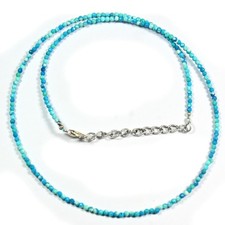 2-3MM A  Blue Turquoise Faceted Round Gemstone Beads Women Choker Necklace 18"