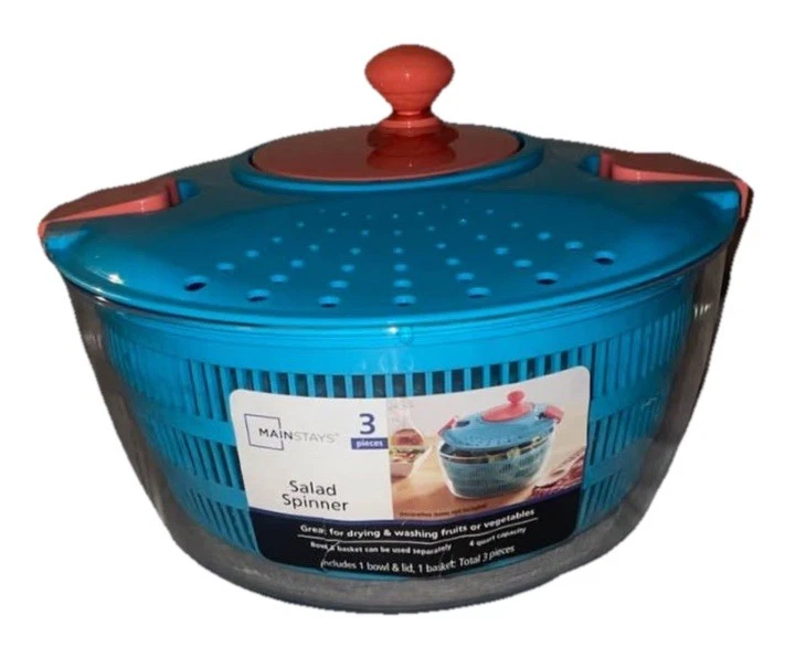 NEW Mainstays Large 4 Qt Salad Spinner Vegetable Dryer, Teal Coral
Opens in a new window or tab