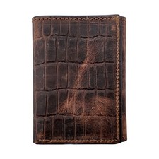 Twisted X Trifold Wallet TXMC-400T Brown Distressed Leather Alligator Print West