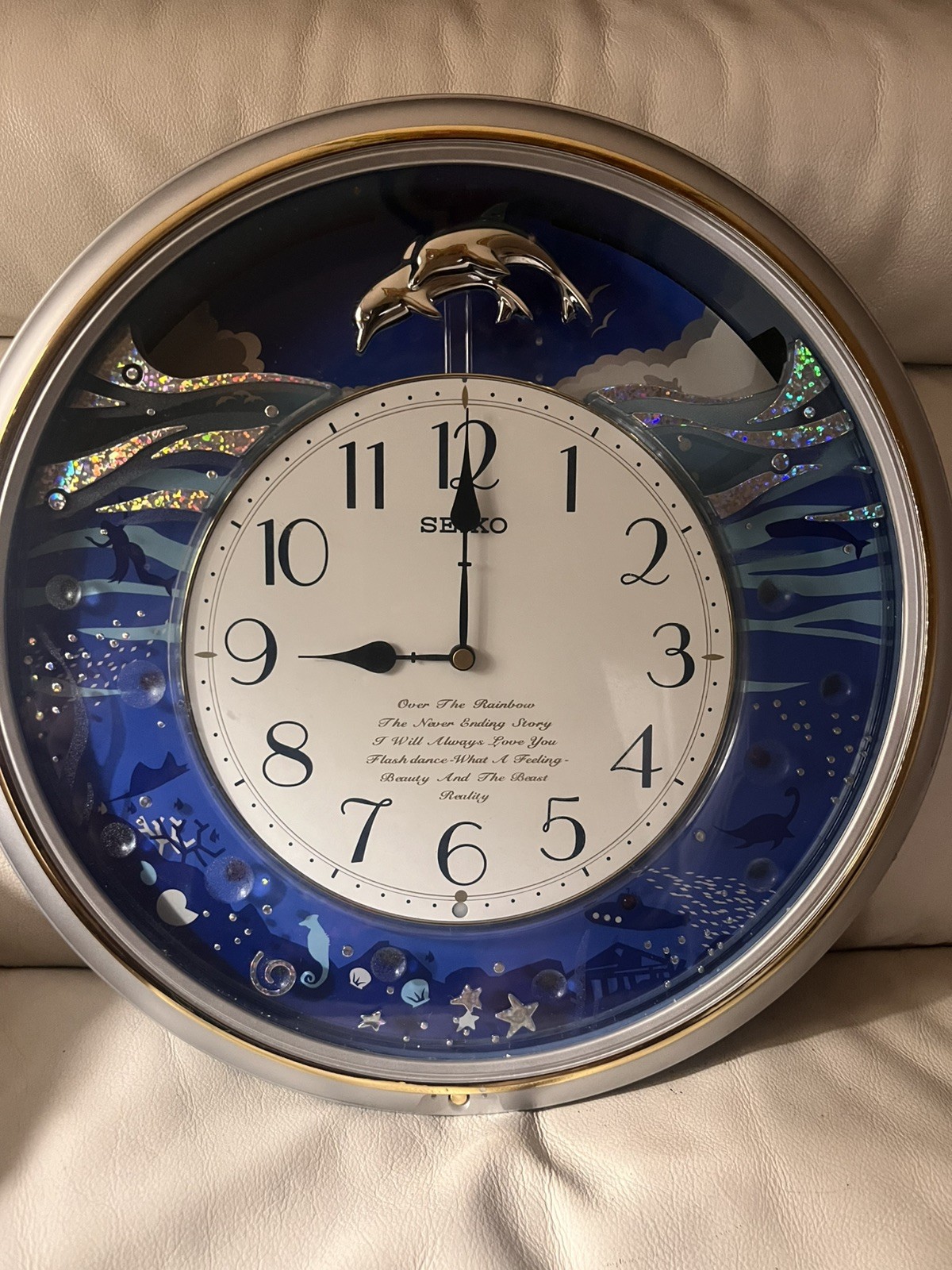 Retired Seiko Melodies in Motion Clock Sea Life & Dolphins. Working No Back