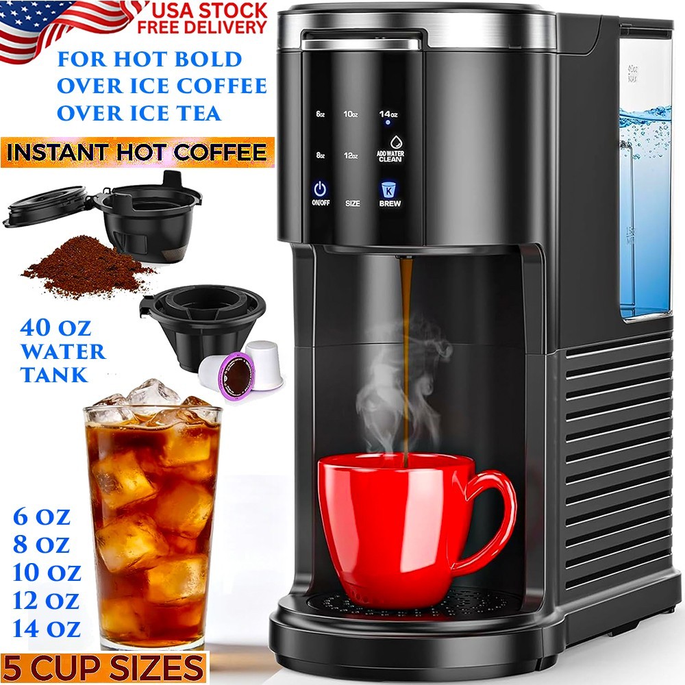 Instant Hot Drip Coffee Machine 5 Cup Sizes 40 Oz Tank