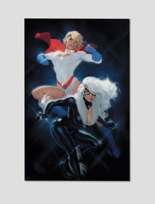 Power Girl Black Cat Fearless Women Giclee Print Poster 11''x17'' -DC Wall Art