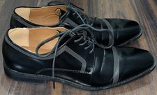 Nine West Black Leather Cap Round Toe Lace Up Shoes Size 11