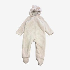 The White Company, Pink Fleece Pramsuit, 12-18 Months 101281/1