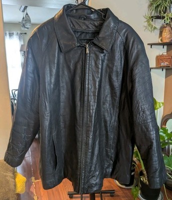 Excelled Collection Men s Black Leather Jacket 3XL Zip Front Quilted Lining