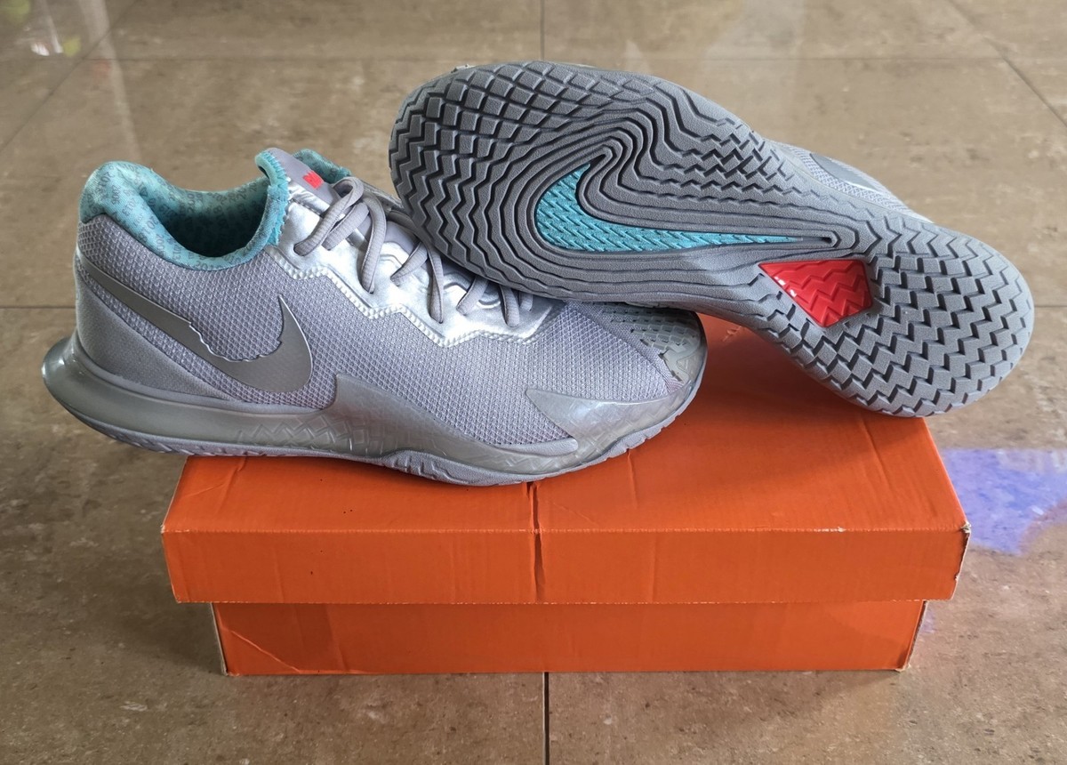 NEW** Nike RAFA Court Air Zoom Vapor Cage 4 Metallic Silver US