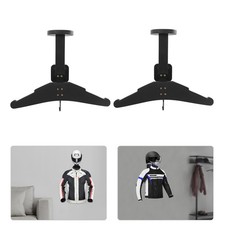 2PCS Motorcycle Helmet Holder Hook Jacket Display Rack Wall Mount Hanger Black