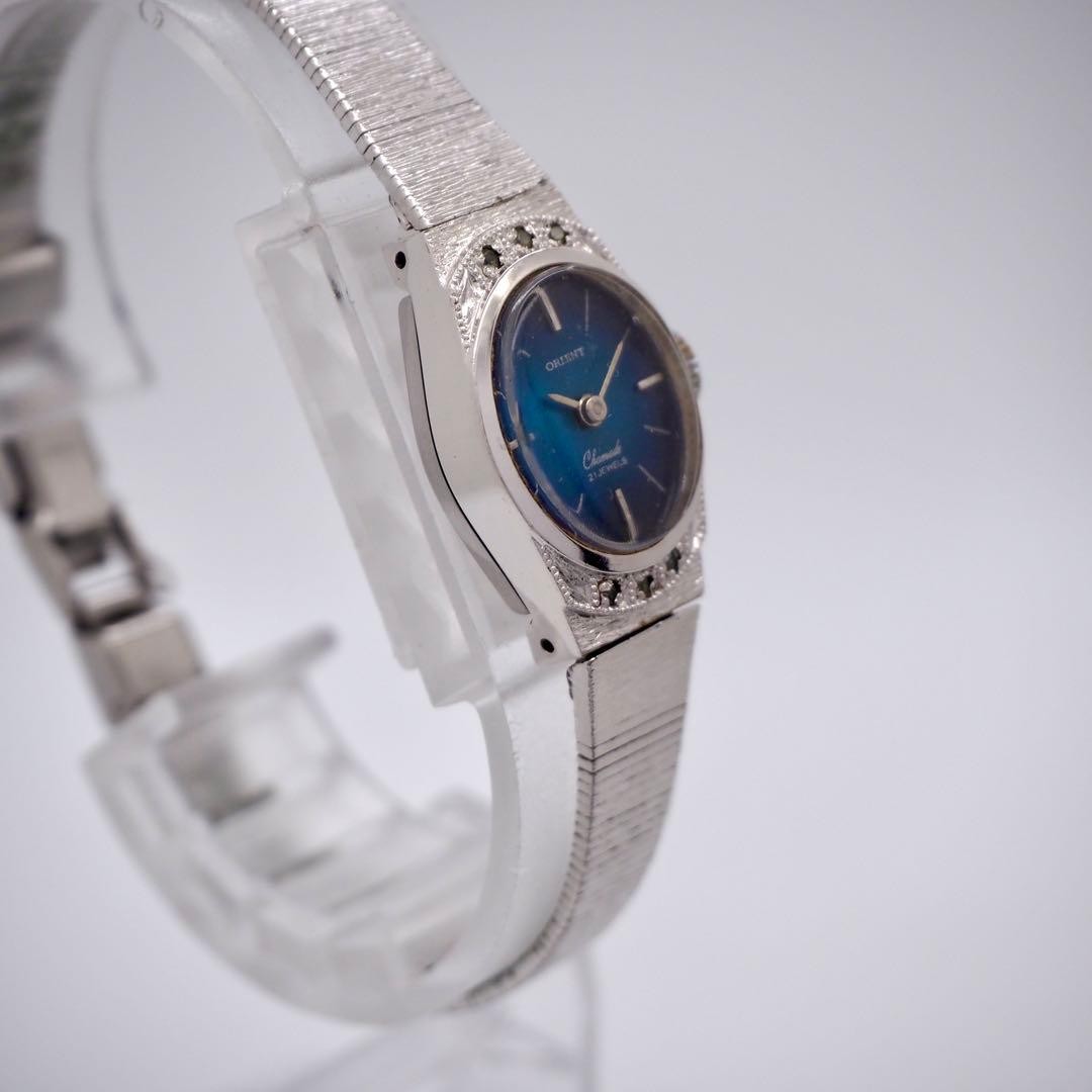 ORIENT 535 Working Blue Shell Hand Wind Wristwatc… - image 4