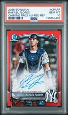2025 Bowman Rafael Flores Chrome Auto TRUE Red Refractor 1st Prospect /5 PSA 10