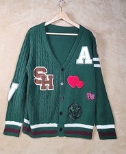 Harry Potter Slytherin Cardigan Embroidery Applique Sz M Green