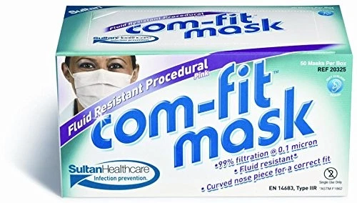 Sultan 20325 Com-Fit Earloop Face Masks Fluid Resistant Pink 99% PFE 50/Bx
Opens in a new window or