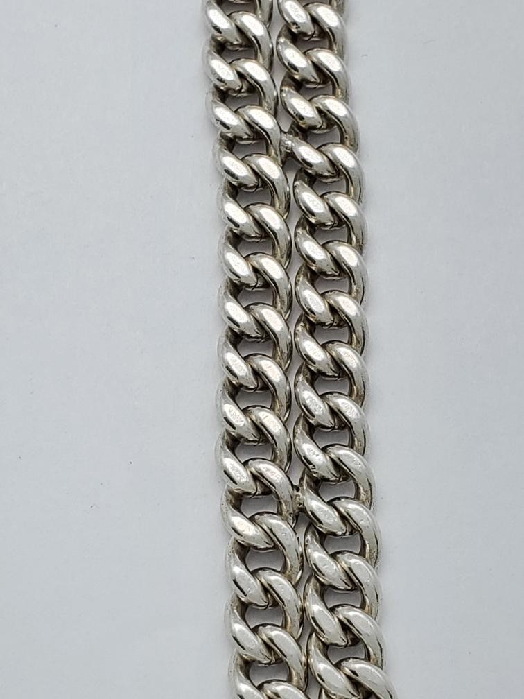 925 Solid Silver Double Link Curb Bracelet Size  … - image 2