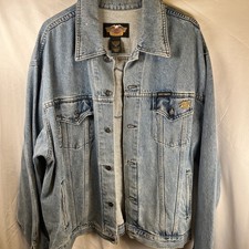 Vintage Harley Davidson Denim Jean Biker Jacket men s Size XL Made In Canada