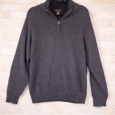 DOCKERS Sweater Men's Large 1/4 Zip Mock Neck Cotton Gray Sz L Coastal Casual