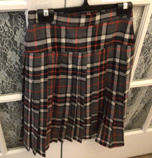 TARTAN KILT GIRLS PLEATED PLAID CHECKED GRAY BLACK RED SKIRT SIZE 12