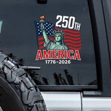 America 250th Anniversary 1776 2026 Patriotic Car Window Decal Sticker