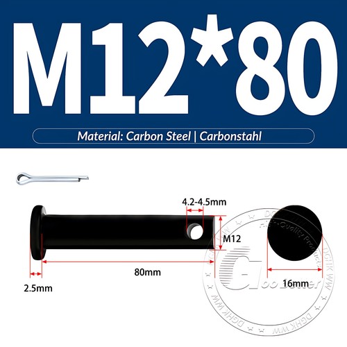 Pasador de horquilla negro pasador de bisagra pasador de retención pasador de aparejo métrico de acero al carbono M4-M30 - Imagen 102 de 201