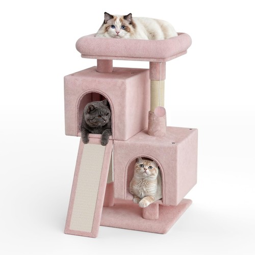 34" Cat Tree Tower for Indoor Cats, Multi-Level Cat Condo with Extra Large Pe...