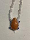 BEAUTIFUL HANDMADE BLUE AND WHITE SEED BEAD TURTLE NECKLACE B2-16 — photo 8