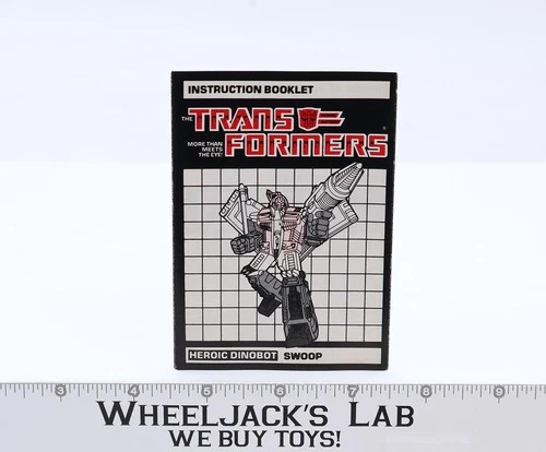 Swoop Action Figure Instruction Manual Booklet 1985 Hasbro G1 Transformers