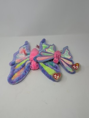 Ty Beanie Baby Flitter Tie-Dyed Butterfly 8 & 12in MWMT