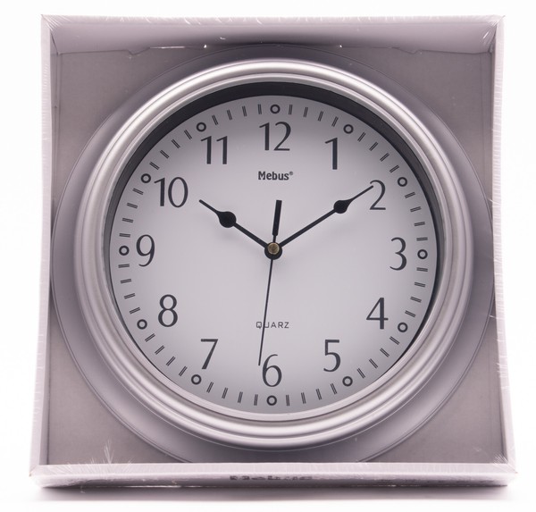 Mebus 16442 Quarz Wanduhr Silber Analog Uhr Modern Wohnzimmer KüChenuhr 519-image